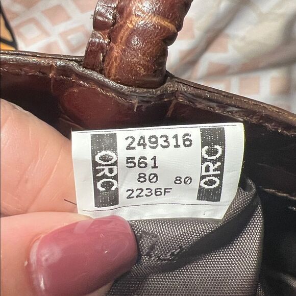 Furla Brown Embossed Leather Handbag - Picture 16 of 16